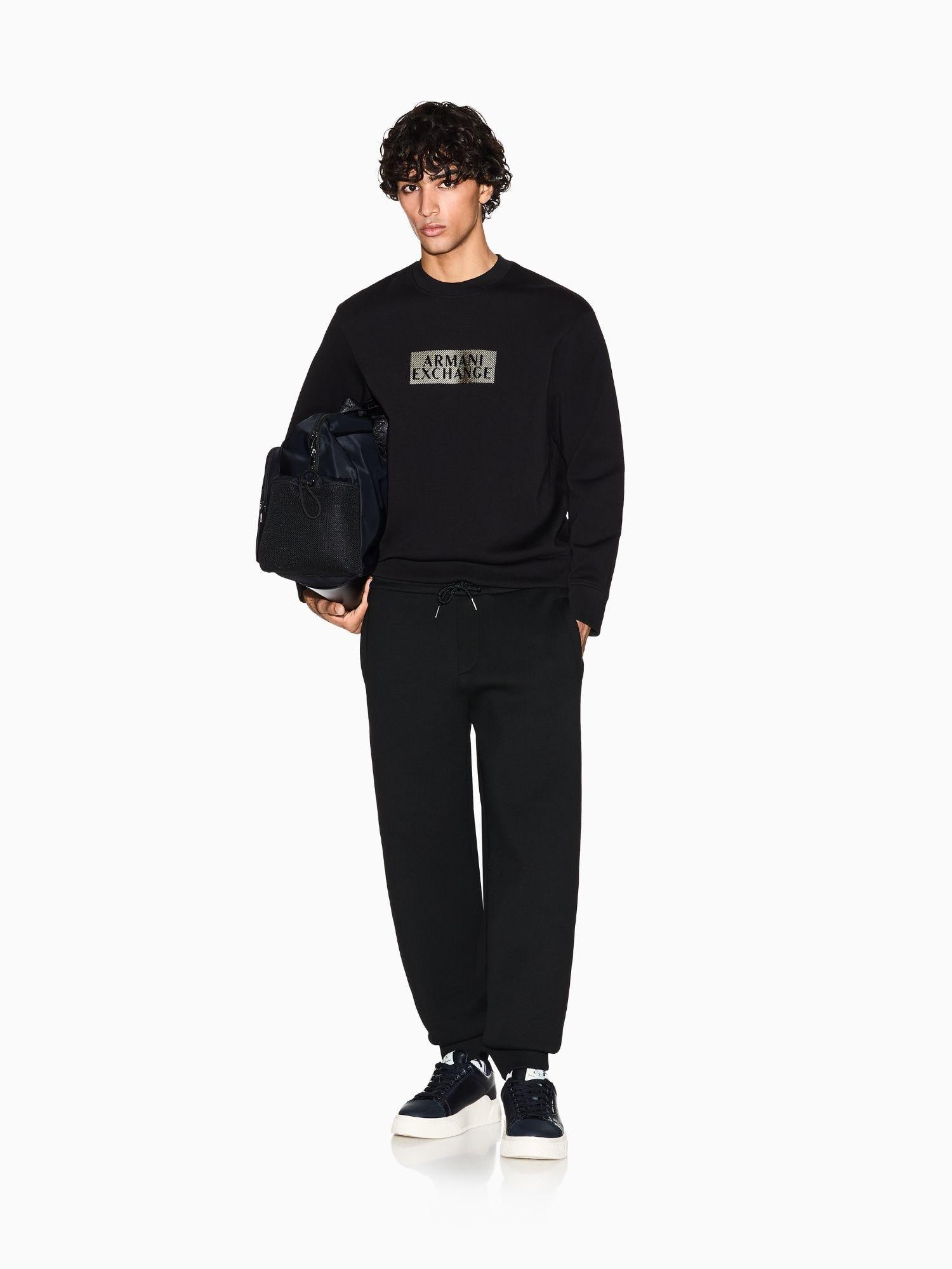 Armani Exchange Felpa Uomo Nera Girocollo in Cotone XM001892 AF10818 MC237 ARMANI EXCHANGE 