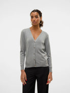 Vero Moda Cardigan In Maglia Donna Silje Grey Melange 10320456 Medium Grey Melange VERO MODA 