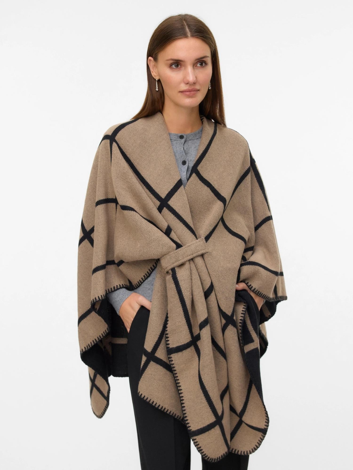 Vero Moda Poncho Mantella Donna Fiona Silver Mink Black 10332289 Silver Mink VERO MODA 