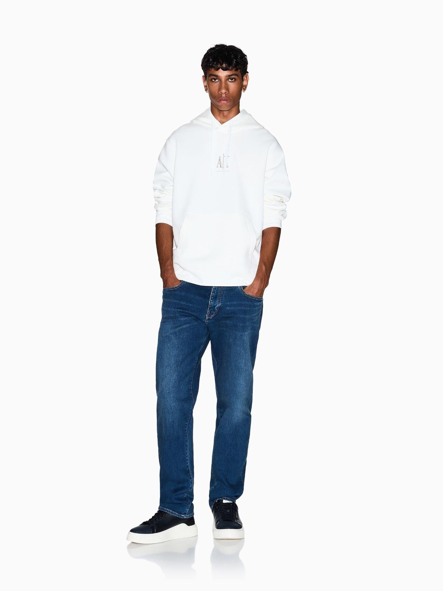 Armani Exchange Felpa Bianca Elegante Con Cappuccio Da Uomo Con Logo Ricamato XM000369 AF10818 U0009 ARMANI EXCHANGE 