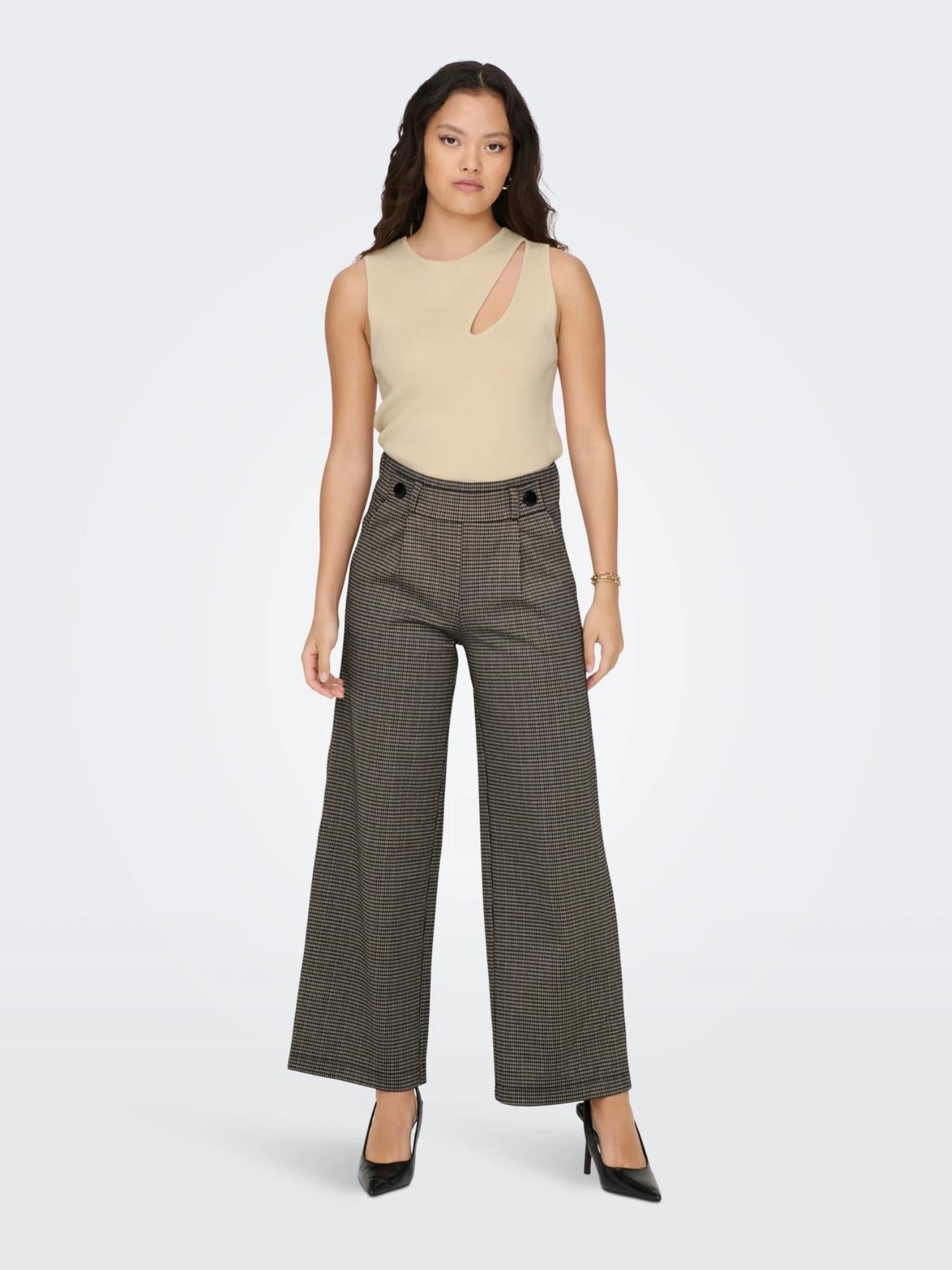 JACQUELINE DE YONG Jacqueline De Yong JDYGEGGO Wide Leg Fit Pantaloni Donna Cobblestone Pantalone