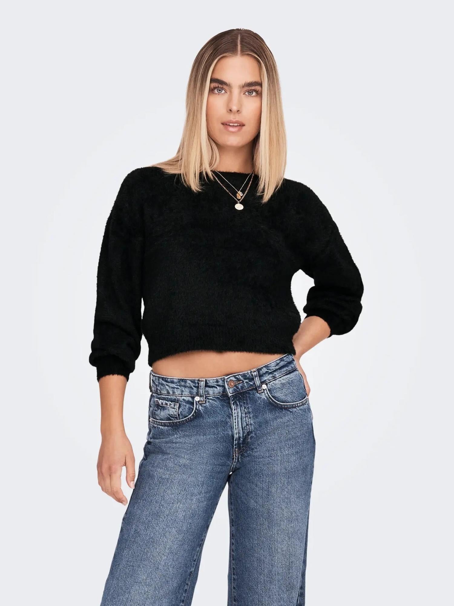 ONLY Only ONLPIUMO Pullover Donna Nero Pullover
